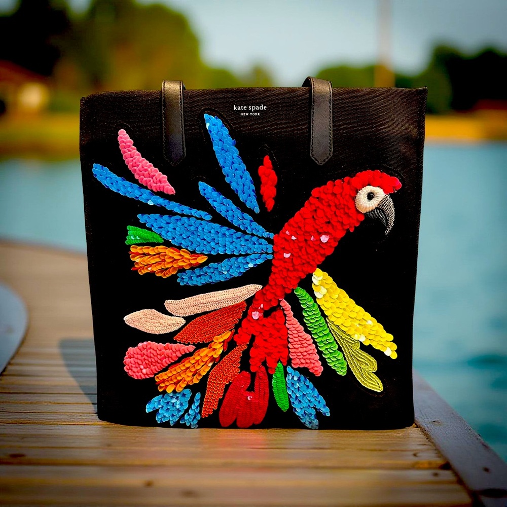 Colorful Kate Spade Kitt Parrot Embellished Tote Extra Large North South Tote